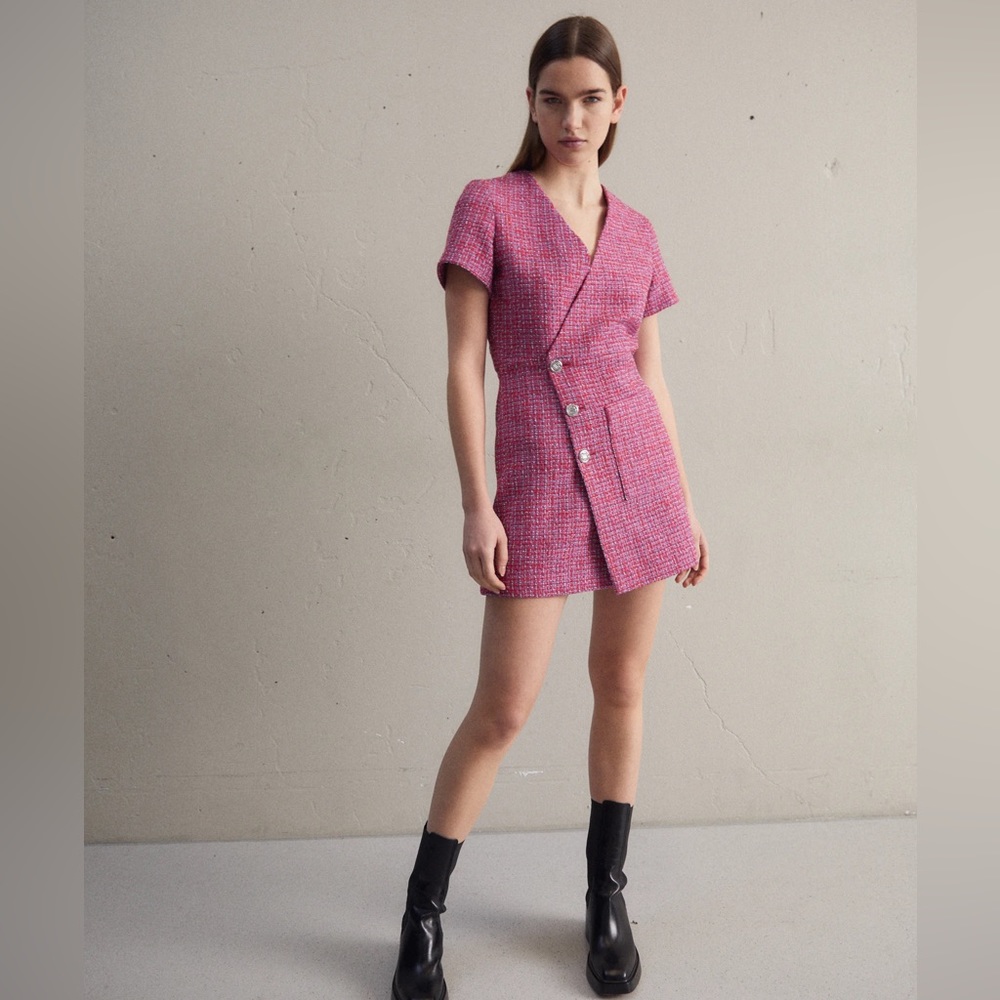 MAJE Tweed Wrap Dress - Picture 5 of 11